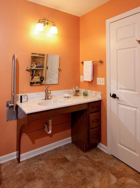 Standard ada bathroom dimensions for soap dispensers are 1120mm above bathroom floor. Wheelchair Accessible Bathroom by Bauscher Construction