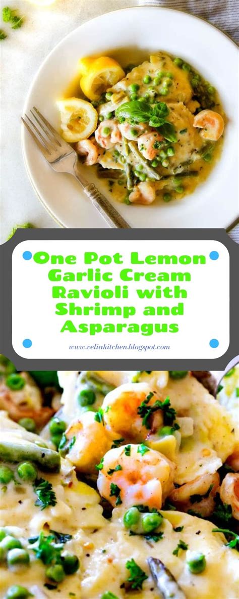 When i saw the man's recipe for black garlic shrimp with roasted asparagus, i thought, hmm, that looks gooood. One Pot Lemon Garlic Cream Ravioli with Shrimp and ...