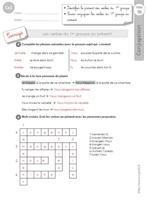 Exercices de conjugaison au cm1 faits par une institutrice. ce2: conjugaison-fiches i-profs