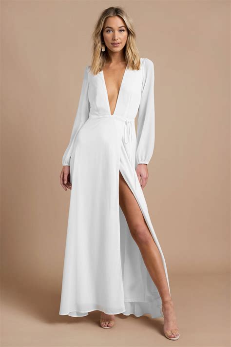 Buy Long Sleeve White Maxi Dress In Stock