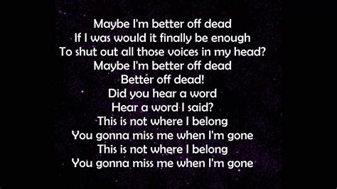 Can't keep out the demons inside of me. Sleeping with Sirens - Better Off Dead, Lyrics - YouTube