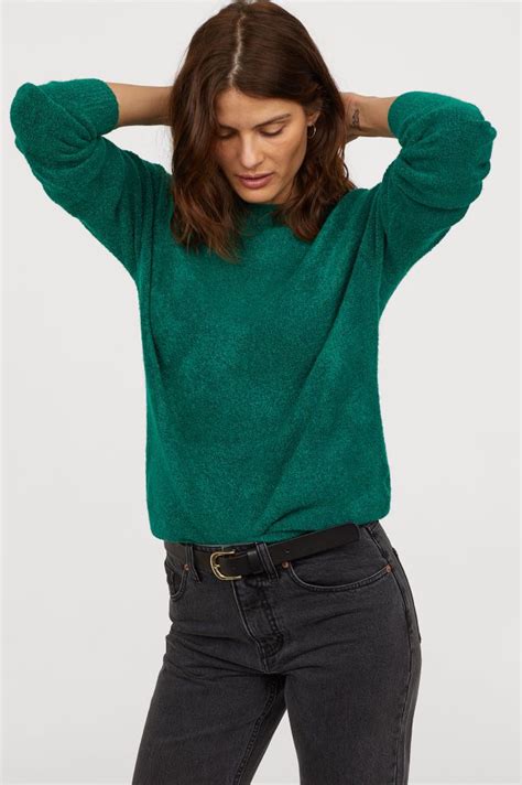Fine Knit Sweater Emerald Green Ladies Handm Us Fine Knit Sweater