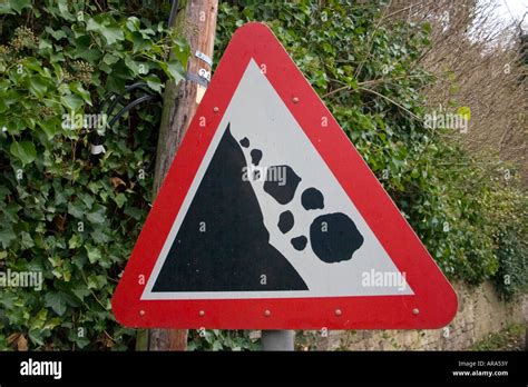 Caution Falling Rocks Road Sign Stock Photo Royalty Free Image