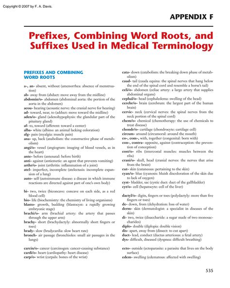 Solution Essentials Of Anatomy And Physiology Prefixes Combining Word