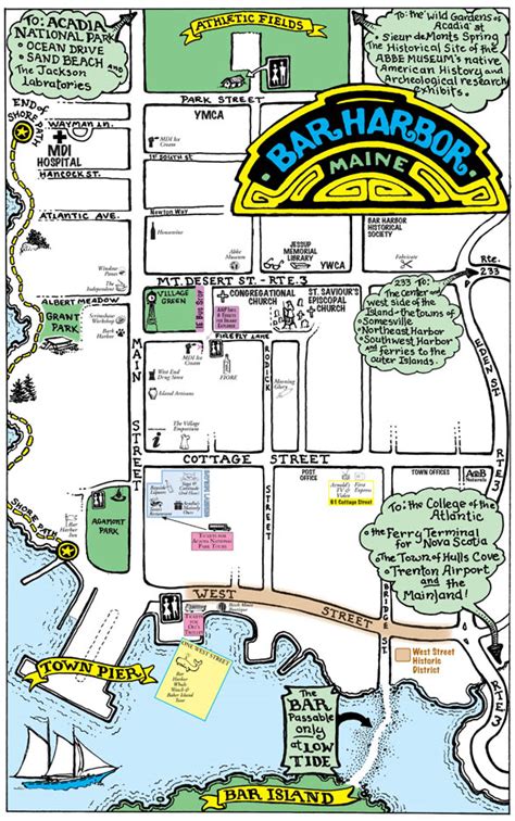 Bar Harbor Maines Premier Walking Map And Restaurant Guide Port O