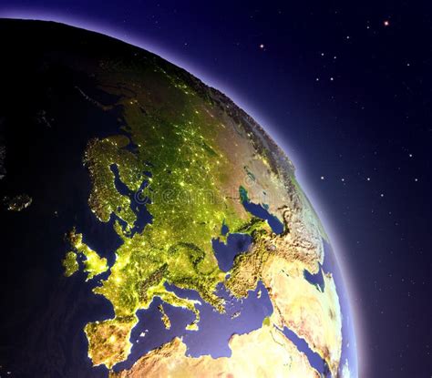 Europe From Space At Dawn Stock Illustration Illustration Of Continent