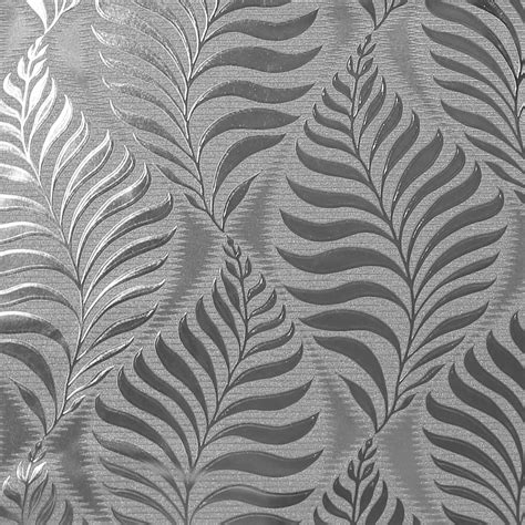 Sample Foil Embossed Leaf Wallpaper In Silver 53 X 30cm