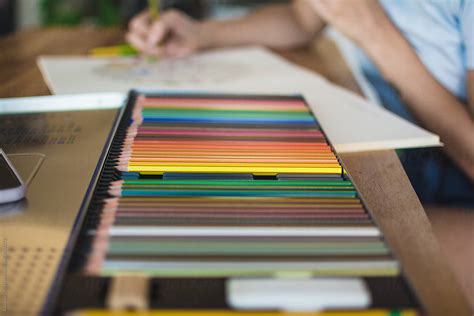 Colored Pencils Box Stock Image Everypixel