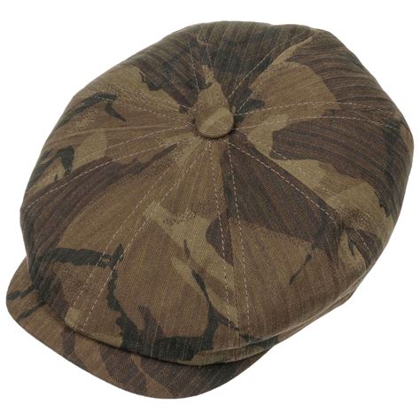 Hatteras Waxed Cotton Camo Flat Cap By Stetson 7900