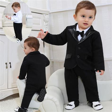 2018 New Born Baby Clothes Gentleman Boys Clothes Black Suit Coat