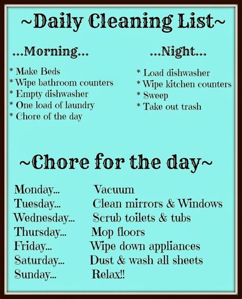 Simply Everthing I Love Free Daily Cleaning List Diygood Ideas