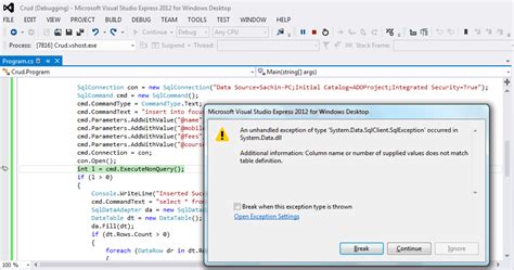 C Getting Error An Unhandled Exception Of Type System Data SqlClient SqlException Occurred