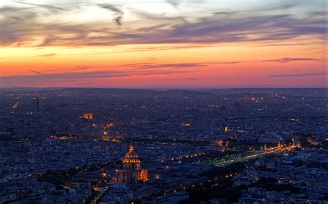 Fond Décran Paris Vue De Dessus Panorama Ville Ciel Le Coucher