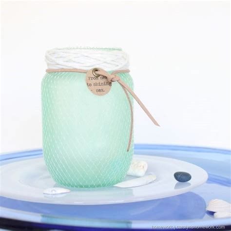 Diy Faux Sea Glass Via Homework Carolynshomework 13 Mason Jar Crafts Jar Crafts Easy