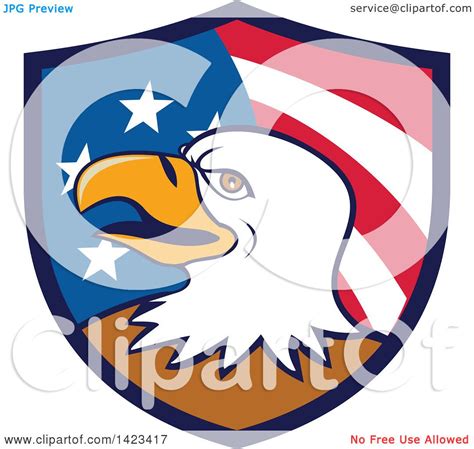 Clipart Of A Cartoon Bald Eagle Head In An American Themed Shield