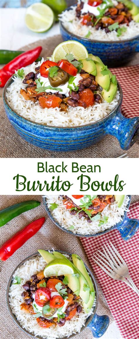 These Black Bean And Tomato Burrito Bowls Have A Spicy Kick From Pickled Jalapeños Vegetarian