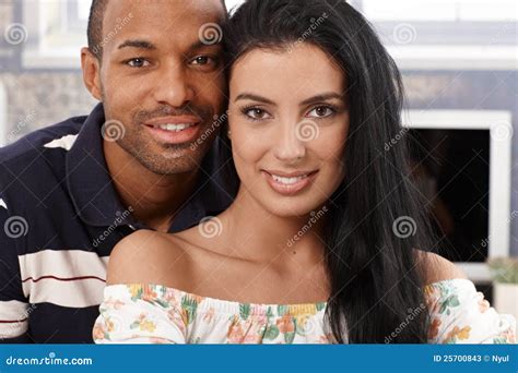 Portrait Of Beautiful Interracial Couple Smiling Stock Image Image Of