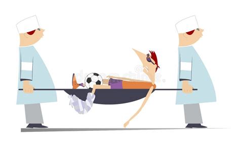 Injured Football Player Two Physicians With A Stretcher Stock Illustration Illustration Of