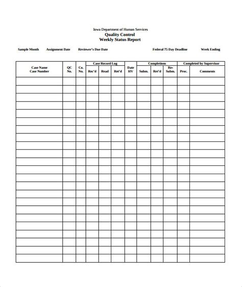 Quality Control Template Free 16 Sample Weekly Status Report