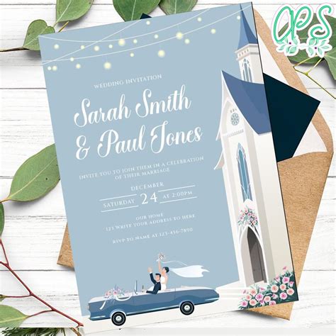 Church Wedding Invitation Customizable Template Instant Download