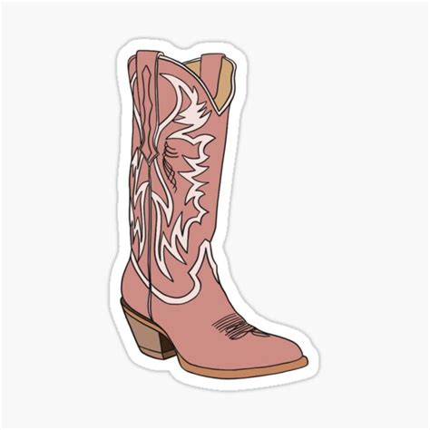 Pink Cowgirl Boot Sticker For Sale By Sammiekk Redbubble