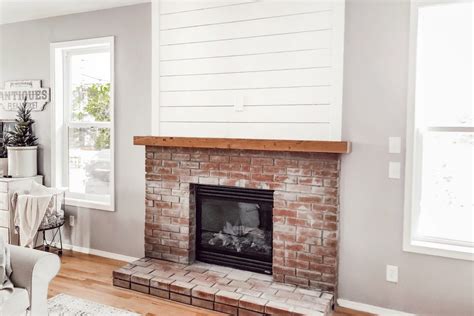 How To Build A Diy Brick Fireplace Hearth With A Shiplap Accent Wall