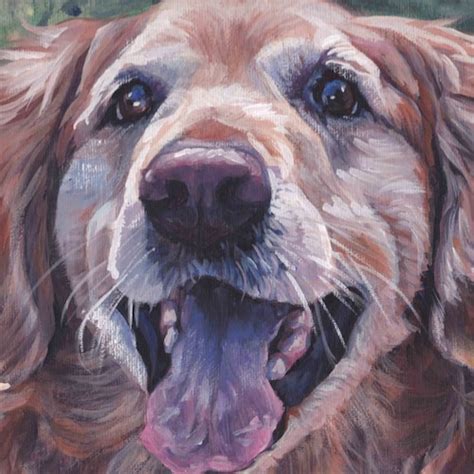 Golden Retriever Dog Art Portrait Canvas Print Of Lashepard Etsy