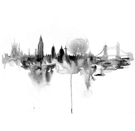 London Original Painting Watercolor Abstract Fog City Fine Art