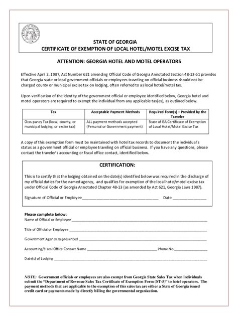 Fillable Ga Hotel Motel Tax Form Printable Forms Free Online
