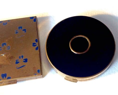 2 vintage metal powder compacts enamel brass charles of the etsy