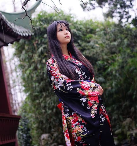 black floral vintage japanese lady kimono halloween party cosplay costume traditional yukata