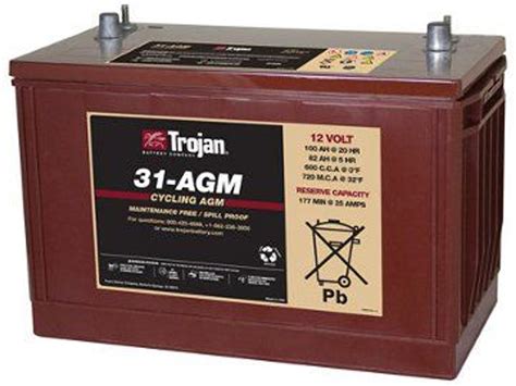12 Kwh Trojan 12v Sealed Agm Battery 31 Agm Sunwatts