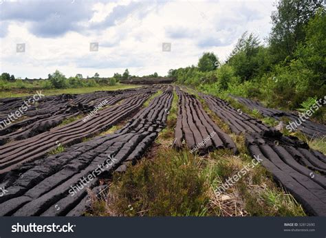 Peat Harvesting At Bog Near Drumlish Colongford Ireland Stock Photo