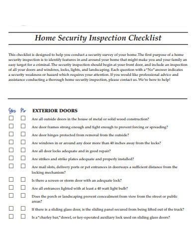 Free Security Inspection Checklist Templates In Pdf Ms Word
