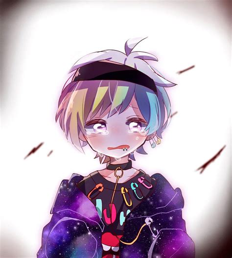 Anime Boy With Rainbow Hair