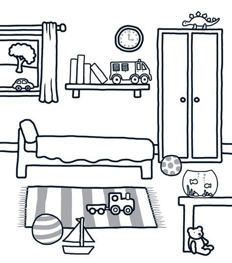 Beautiful And Modern Bedroom Coloring Pages Bedroom Drawing Drawing