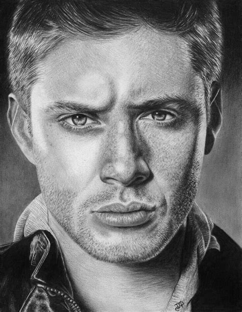 Supernatural Dean Winchester Original Pencil Portrait Drawing Jensen