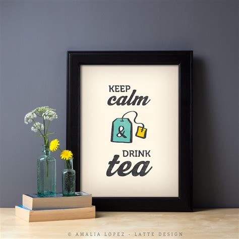 Keep Calm And Drink Tea Print Keep Calm Poster British Poster Etsy Uk