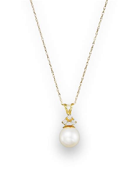 Bloomingdales Cultured Freshwater Pearl And Diamond Pendant Necklace