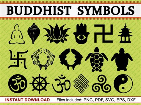 Buddhist Symbols Set Of 17 Commercial Use Clipart Goldfish Etsy