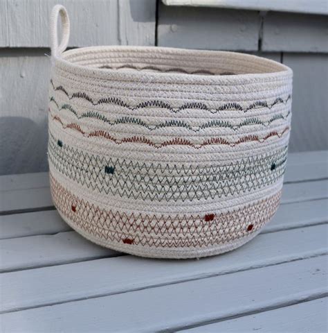 Handmade Rope Basket Small Charcoal Gray Basket Deep Teal Etsy Rope