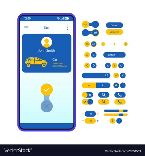 Carpool App Interface Template Royalty Free Vector Image