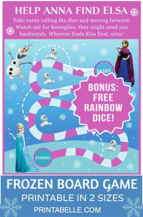 Frozen Printable Board Game Free Rainbow Dice