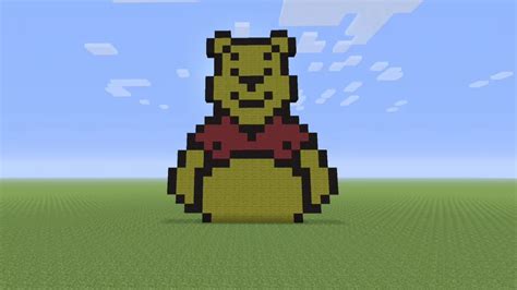 Minecraft Pixel Art Winnie The Pooh Tutorial Youtube