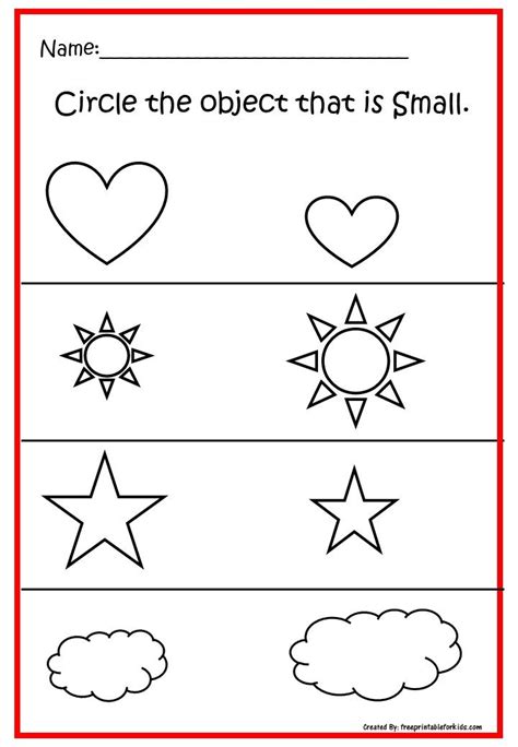Pre K Printable Worksheetspractice Concept Big And Small Kids