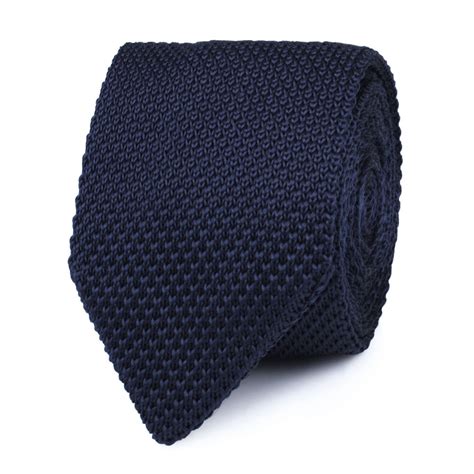 Matutine Navy Knitted Tie Mens Point Knit Ties Men Pointed Knit Tie