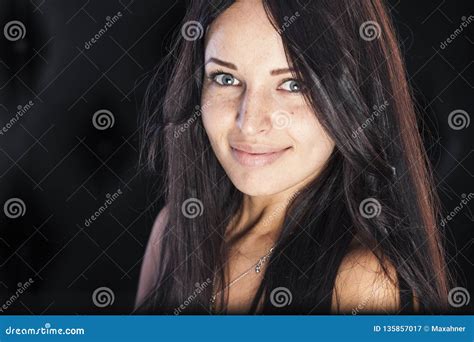 Cute Smiling Girl With Nice Freckles And Dimples Stock Image Image Of