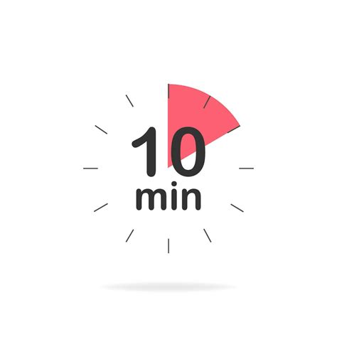 10 minutes timer. Stopwatch symbol in flat style. Editable isolated