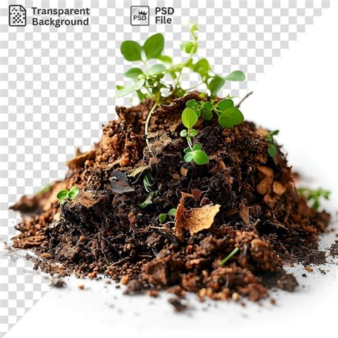 Premium Psd Isolated Green Plant And Leaf Growing In Dirt On Isolated