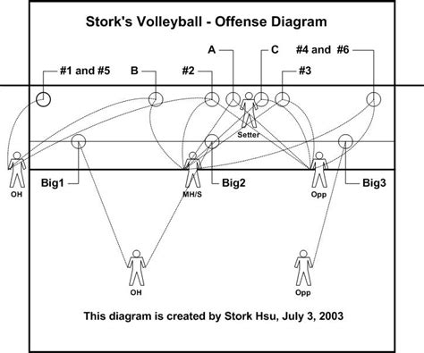 6 Positions Of Volleyball Diagram